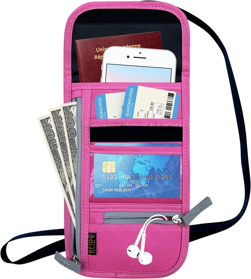 Jonyee Travel Neck Wallet, RFID Blocking Passport Holder with Adjustable Neck Strap for Men and Women to Keep Cash, Credit Cards and Travel Documents Safe - Rose - Image 5